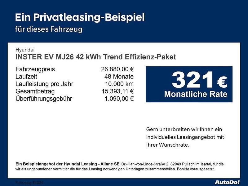 Neu Hyundai Inster Trend 71 kW (97 PS) 2025 Weiß Kleinwagen