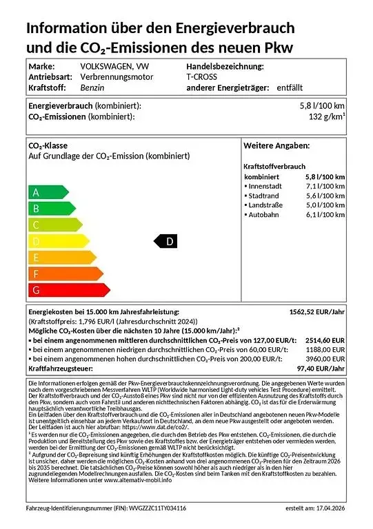 Neu VW T-Cross Life 116 PS (85 kW) 2026 Blau SUV