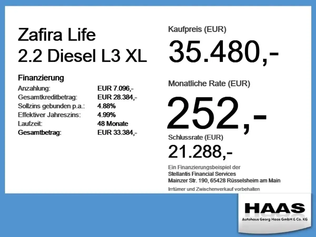 Neu Opel Zafira Life 179 PS (131 kW) 2026 Kaolin weiß Van / Kleinbus