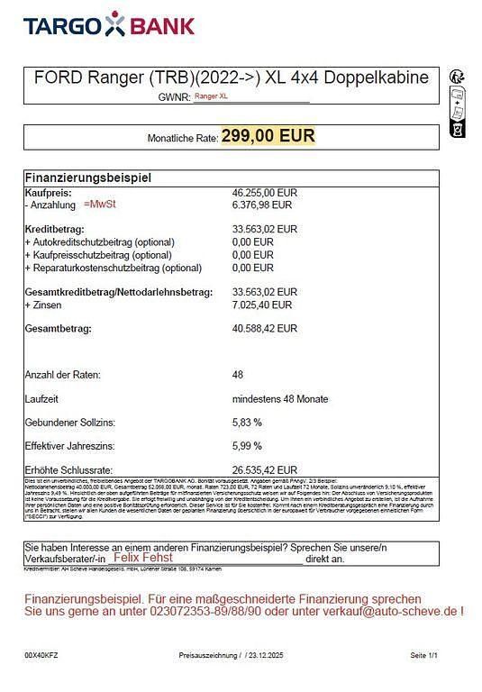 Neu Ford Ranger 170 PS (125 kW) 2025 Schwarz Abholung