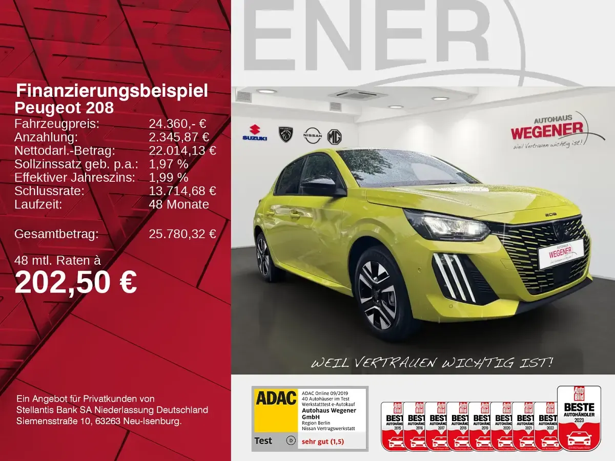 Gebraucht Peugeot 208 Allure 110 PS (80 kW) 2025 Agueda gelb met. Kleinwagen
