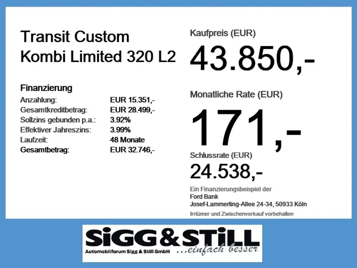 Neu Ford Transit Custom Limited 170 PS (125 kW) 2026 Magnetic grau Kombi