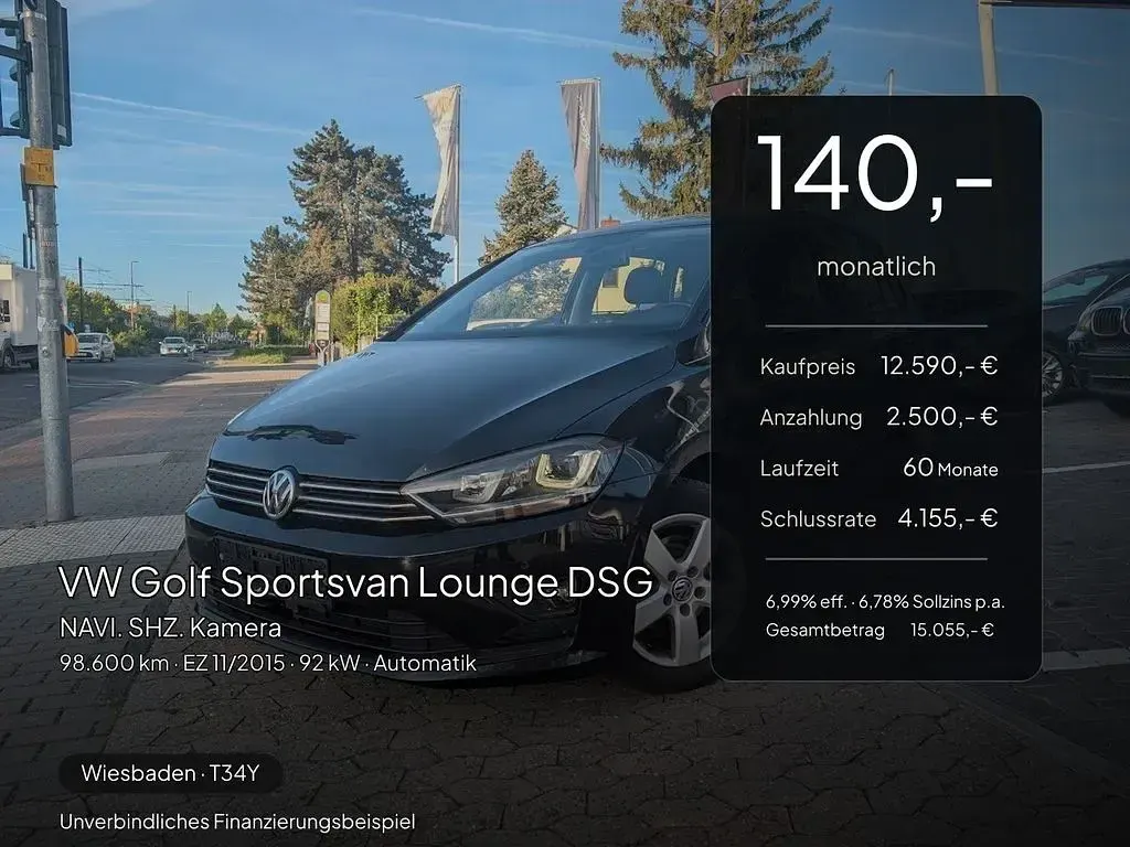 Gebraucht VW Golf Sportsvan LOUNGE 125 PS (91 kW) 2015 Deep black Van / Kleinbus
