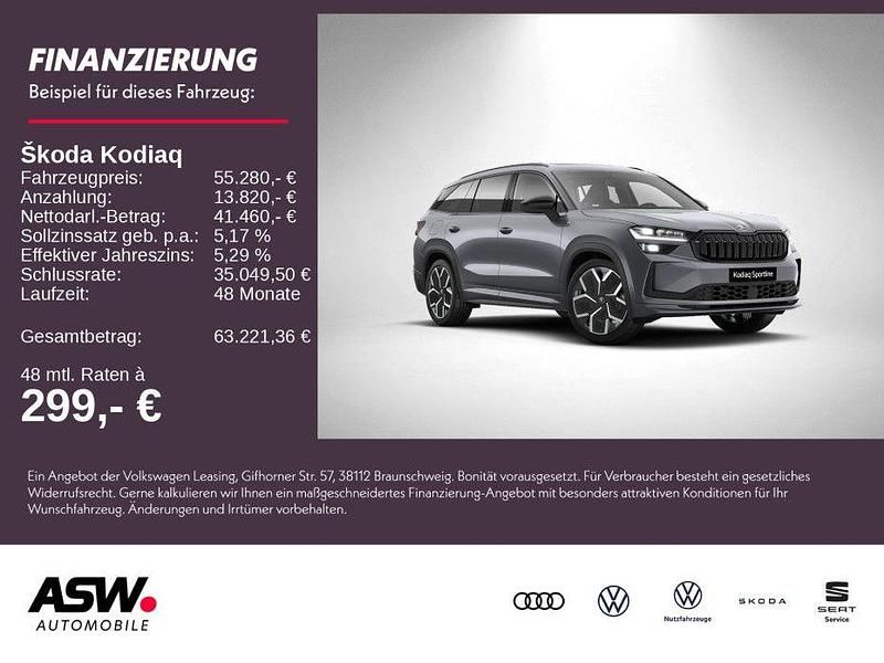 Grau Neu 2025 Skoda Kodiaq SportLine SUV | 55.280 € (Etwas zu teuer) - Bild 1/4