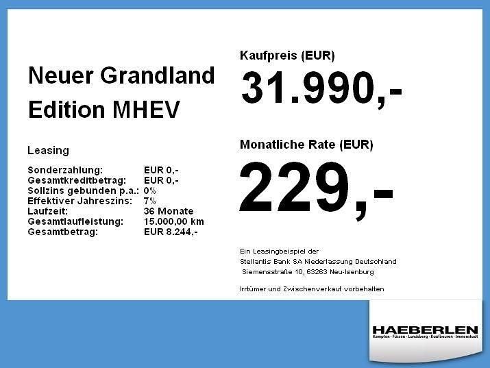 Neu Opel Grandland X Edition 136 PS (100 kW) 2025 Schwarz SUV