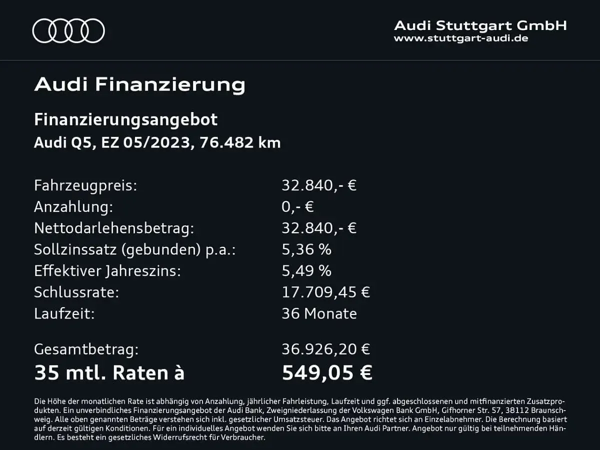 Gebraucht Audi Q5 299 PS (219 kW) 2023 Brillantschwarz SUV
