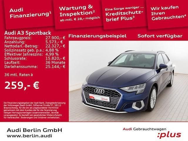 Navarrablau metallic Gebraucht 2022 Audi A3 Sportback e-tron Advanced Plus Limousine | 27.900 € (Fairer Preis) - Bild 1/2