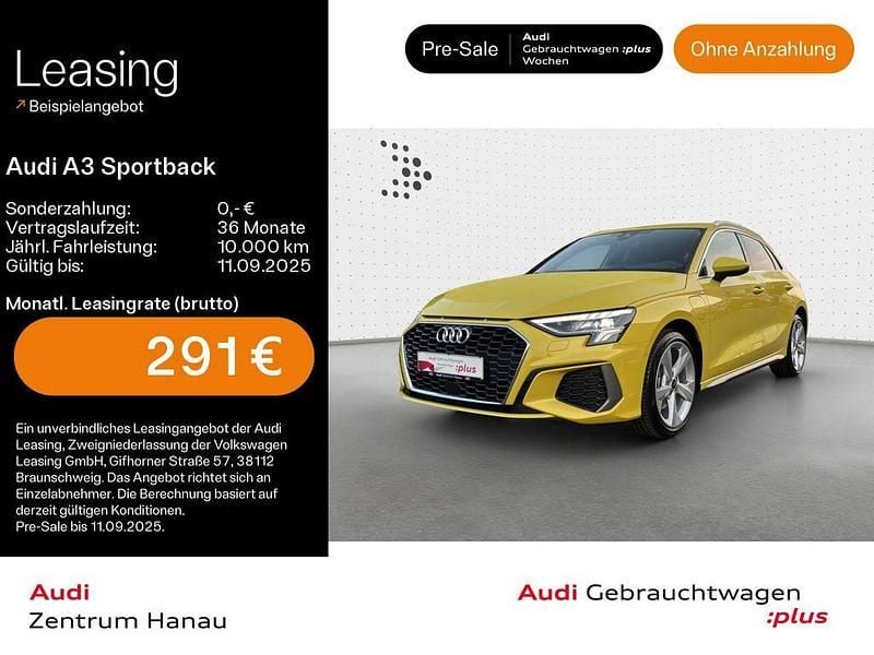 Gelb Gebraucht 2024 Audi A3 Sportback e-tron S-Line Limousine | 35.999 € (Teuer) - Bild 1/4