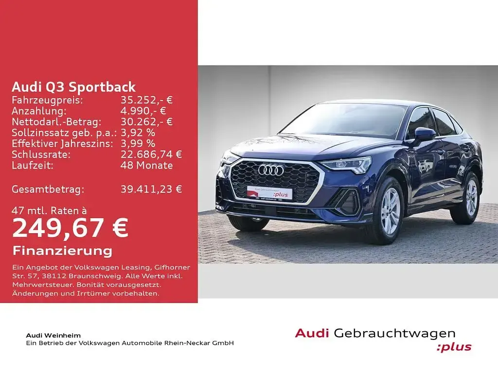 Gebraucht Audi Q3 Sportback Performance 150 PS (110 kW) 2025 Blau SUV