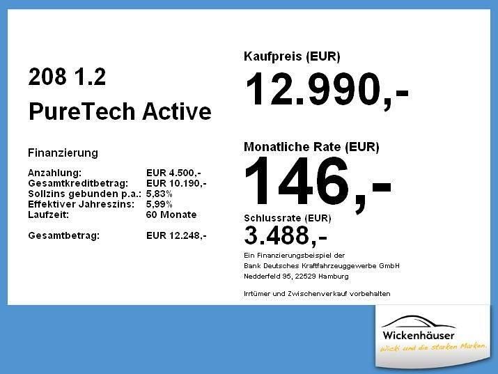 Gebraucht Peugeot 208 Active 75 PS (55 kW) 2023 Lack gelb faro/typ aussenverkleidung met (metallic) Kleinwagen