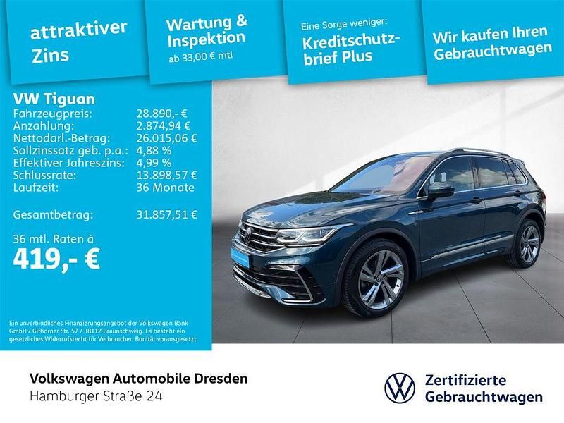 Blau Gebraucht 2021 VW Tiguan R-line SUV | 26.285 € (Guter Preis) - Bild 1/4