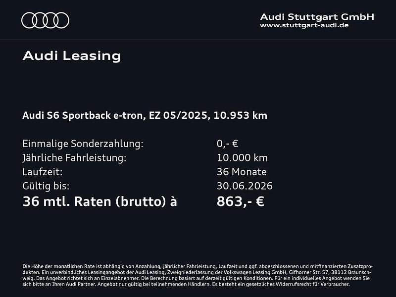 Gebraucht Audi S6 e-tron Sport 369 kW (503 PS) 2025 Mythosschwarz metallic Limousine