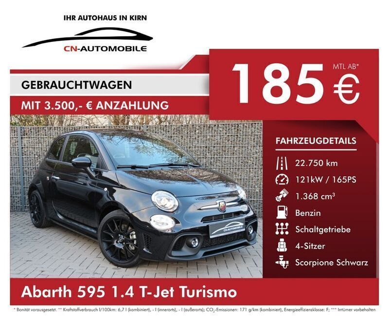 Schwarz Gebraucht 2023 Abarth 595 Turismo Kleinwagen | 20.490 € (Superpreis) - Bild 1/4