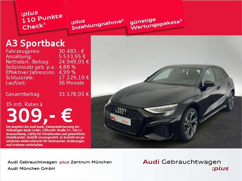Mythosschwarz metallic Gebraucht 2022 Audi A3 e-tron S-Line Kleinwagen | 30.483 € (Fairer Preis) - Bild 1/2
