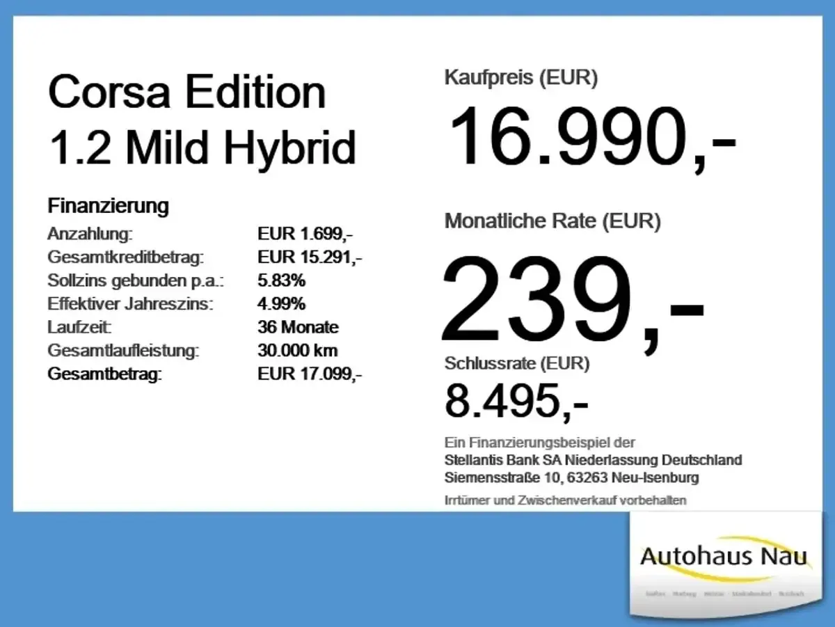 Używany Opel Corsa Edition 101 KM (74 kW) 2025 Niebieski Hatchback