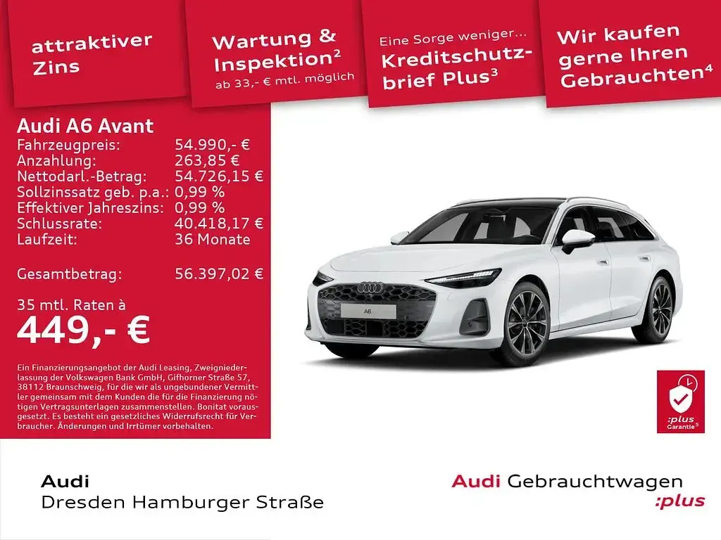 Gebraucht Audi A6 Advanced 204 PS (150 kW) 2025 Gletscherweiß metallic Kombi