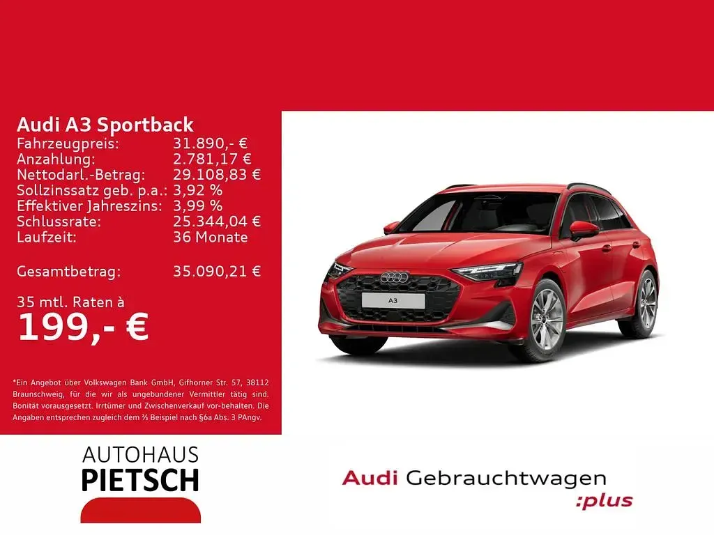 Gebraucht Audi A3 Advanced 204 PS (150 kW) 2025 Rot Limousine