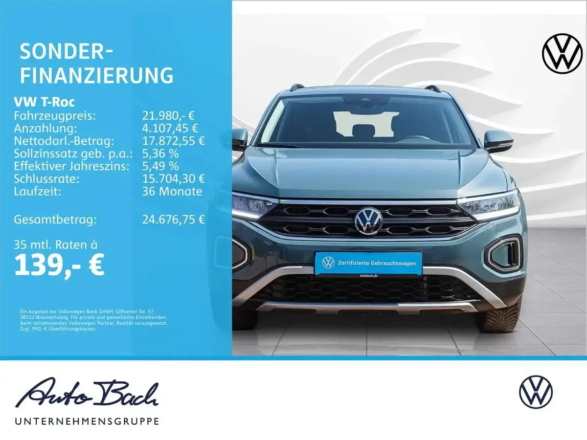 Gebraucht VW T-Roc Life 116 PS (85 kW) 2024 Petroleum blue metallic SUV