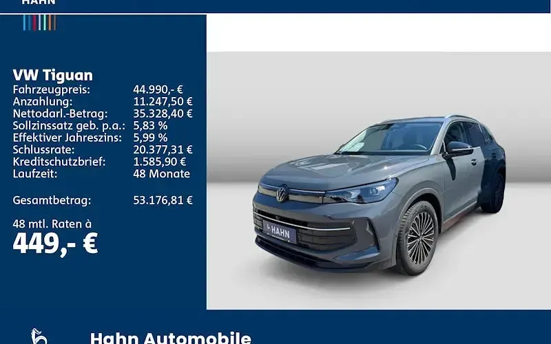 Neu VW Tiguan 150 PS (110 kW) 2026 Grau SUV