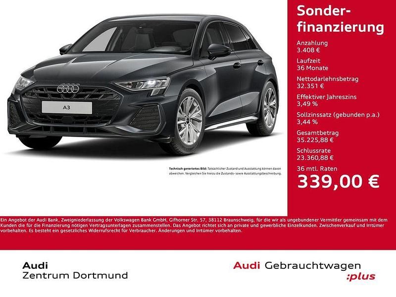 Daytonagrau perleffekt Gebraucht 2025 Audi A3 Sportback S-Line Limousine | 35.445 € (Superpreis) - Bild 1/3