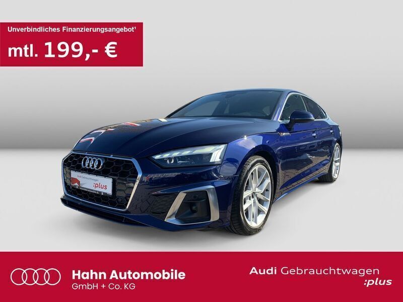 Blau Gebraucht 2023 Audi A5 Sportback S-Line Limousine | 34.995 € (Superpreis) - Bild 1/3