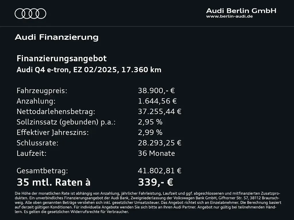 Gebraucht Audi Q4 e-tron Comfort 210 kW (286 PS) 2025 Florettsilber metallic SUV