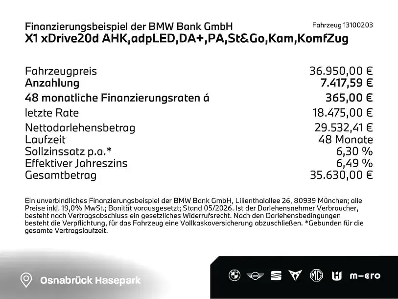 Gebraucht BMW X1 Comfort Edition 150 PS (110 kW) 2024 Utah orange (orange) SUV