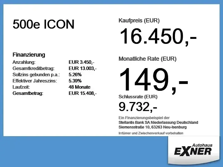 Gebraucht Fiat 500e Icon 86 kW (118 PS) 2022 Onyx schwarz Kleinwagen