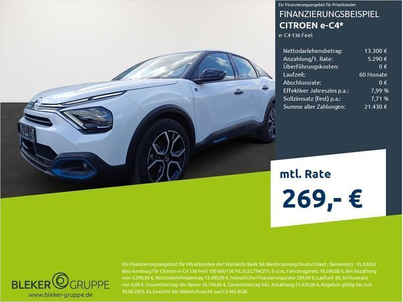 Polar weiß Gebraucht 2022 Citroën e-C4 Feel Limousine | 18.590 € (Superpreis) - Bild 1/3