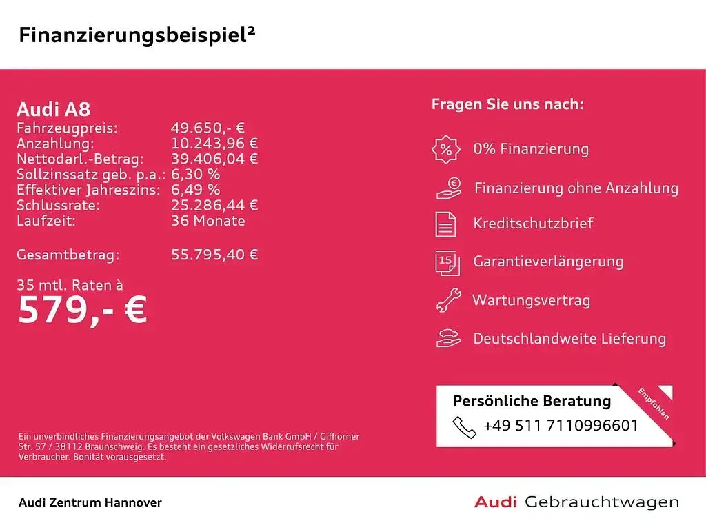 Gebraucht Audi A8 Sport 286 PS (210 kW) 2023 6y daytonagrau perleffekt (metallic) Limousine