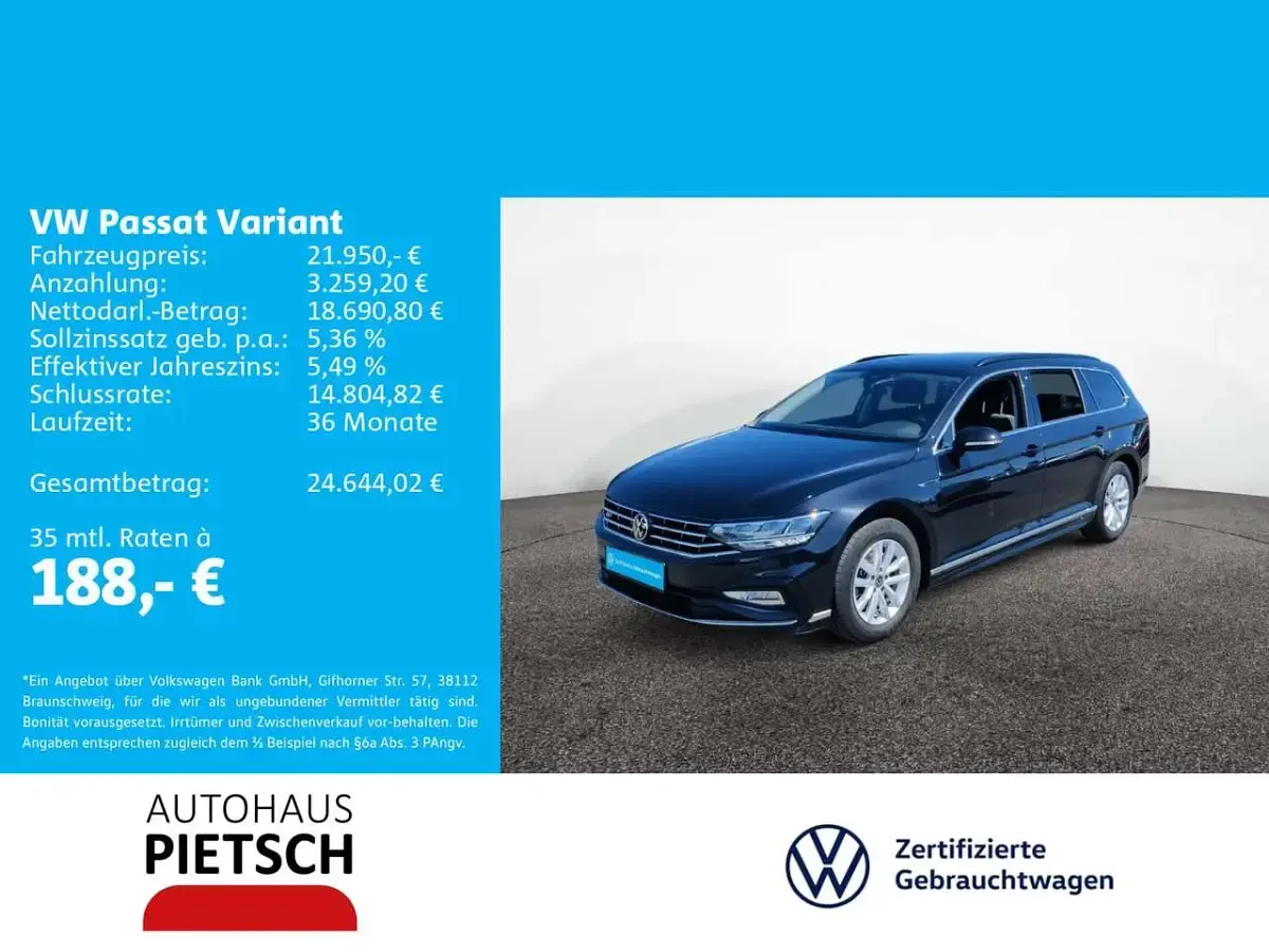 Gebraucht VW Passat Business 150 PS (110 kW) 2023 Deep black perleffekt Kombi