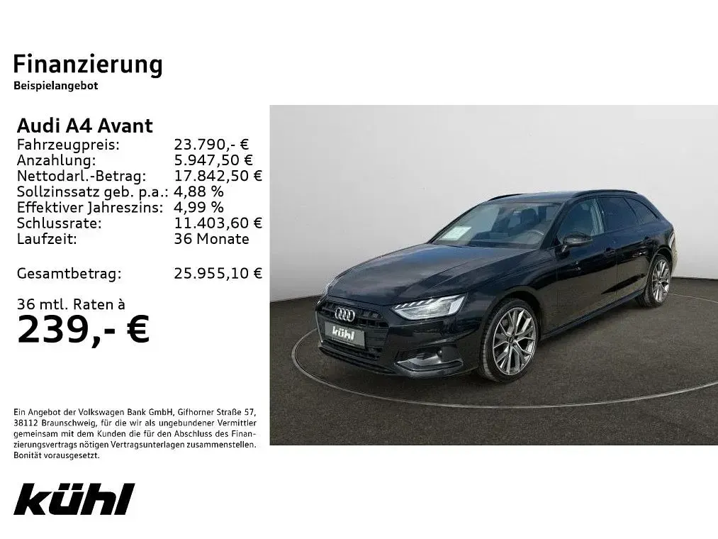 Brugt Audi A4 Advanced 163 HK (119 kW) 2021 Sort Stationcar