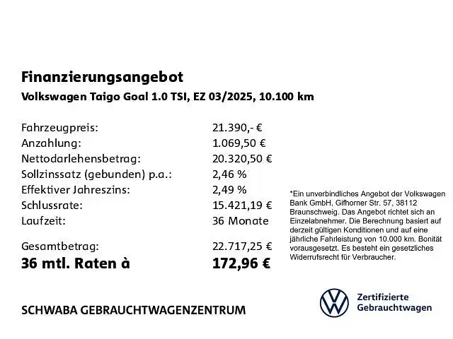 Gebraucht VW Taigo Goal 116 PS (85 kW) 2025 Silber SUV
