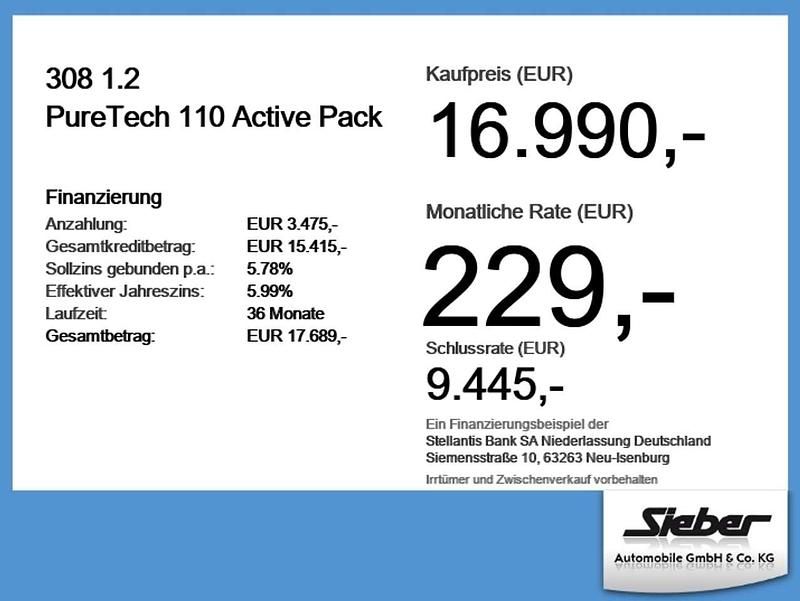 Second-hand Peugeot 308 Active 110 CP (80 kW) 2022 Negru Berlinǎ