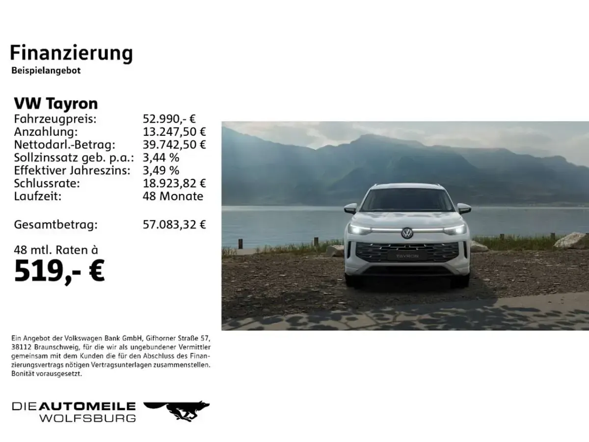 Neu VW Tayron Elegance 150 PS (110 kW) 2026 Pure white SUV