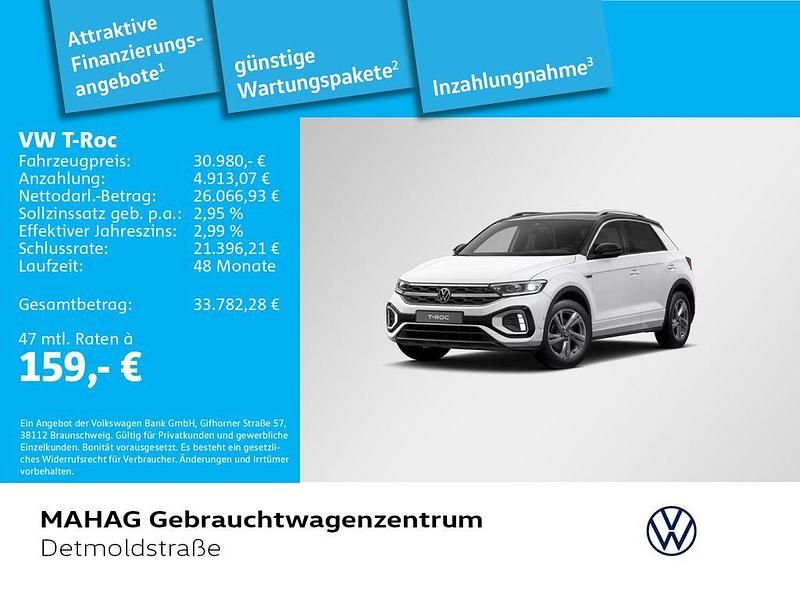 Pure white/schwarz Gebraucht 2025 VW T-Roc R-line SUV | 30.980 € (Fairer Preis) - Bild 1/2