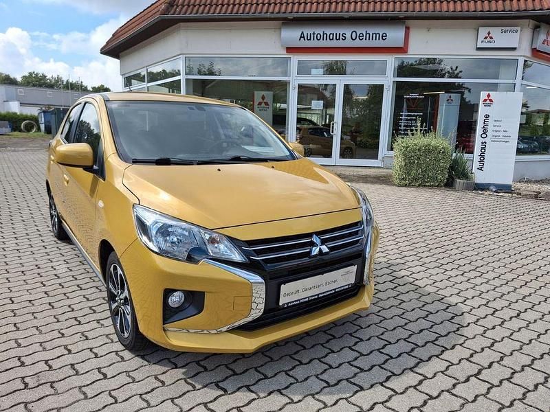 Citrin gelb Gebraucht 2021 Mitsubishi Space Star Spirit+ Limousine | 11.990 € (Fairer Preis) - Bild 1/4