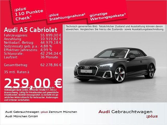 Mythosschwarz metallic Gebraucht 2024 Audi A5 Cabriolet S-Line Cabrio | 55.899 € (Teuer) - Bild 1/2