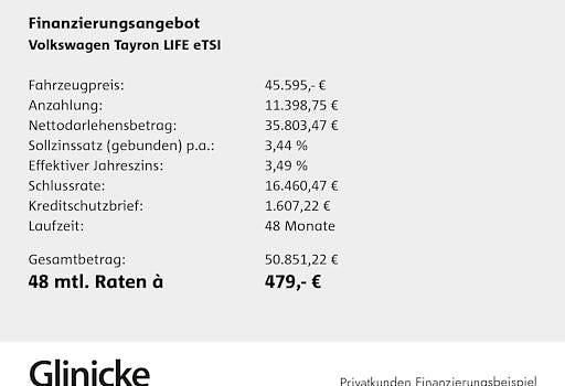 Neu VW Tayron Life 150 PS (110 kW) 2026 Schwarz SUV