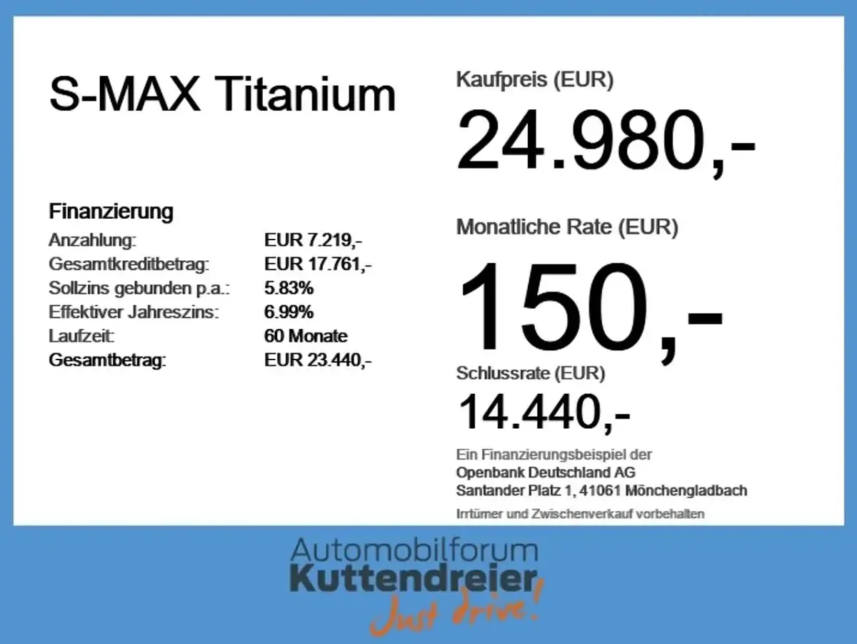 Gebraucht Ford S-MAX Titanium 150 PS (110 kW) 2021 Pantherblau metallic Van / Kleinbus