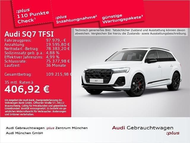 Gletscherweiß metallic Gebraucht 2025 Audi SQ7 Sport SUV | 97.979 € (Superpreis) - Bild 1/2
