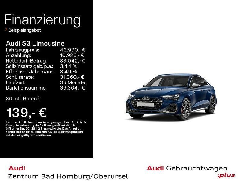 Ascariblau metallic Gebraucht 2024 Audi S3 Ambiente Limousine | 43.970 € (Superpreis) - Bild 1/4