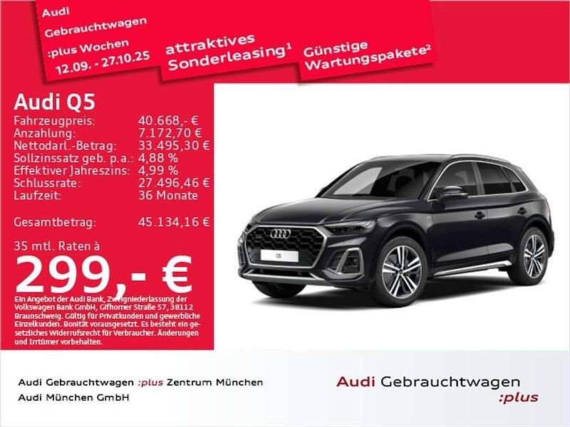 Mythosschwarz metallic Gebraucht 2021 Audi Q5 S-Line SUV | 40.668 € (Superpreis) - Bild 1/2