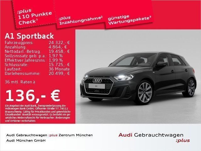 Schwarz Gebraucht 2024 Audi A1 Sportback S-Line Kleinwagen | 24.322 € (Guter Preis) - Bild 1/2
