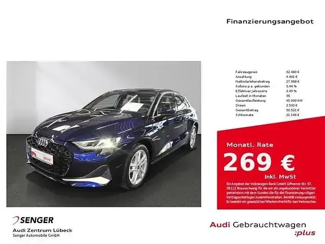 Usado Audi A3 Advanced 150 HP (110 kW) 2025 Azul Sedan
