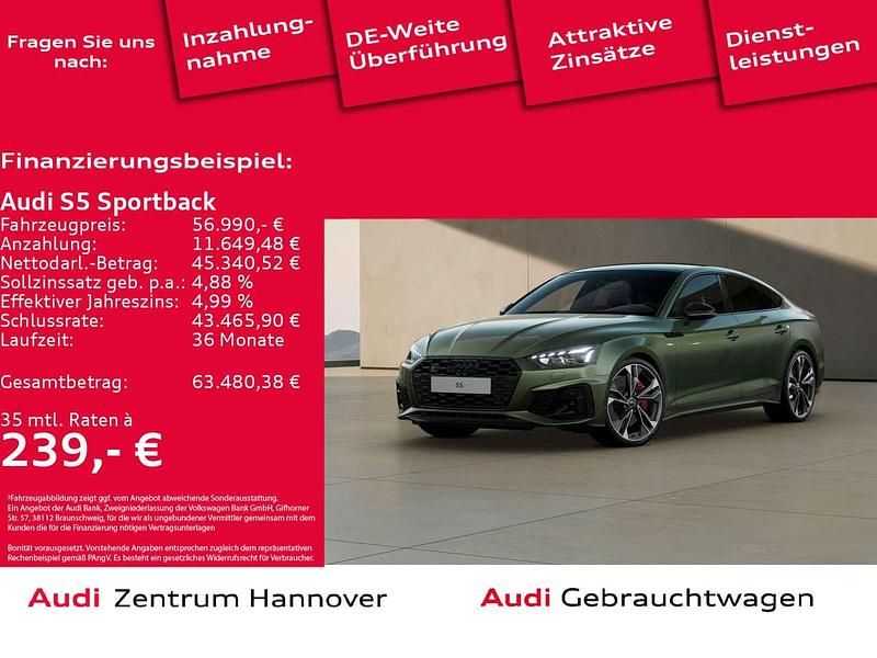 M4 distriktgrün metallic Gebraucht 2024 Audi S5 Limousine | 56.990 € (Fairer Preis) - Bild 1/2