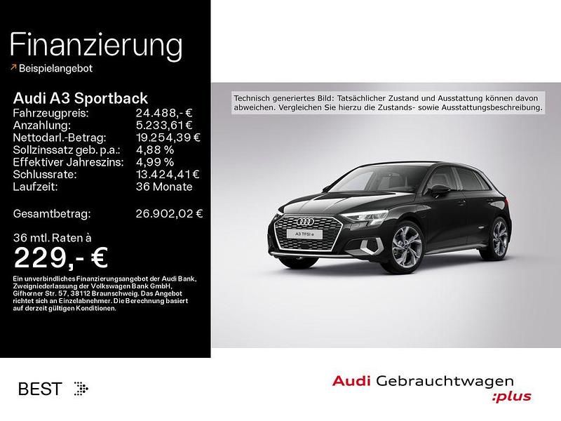Mythosschwarz metallic (metallic) Gebraucht 2022 Audi A3 Advanced Plus Limousine | 24.488 € (Fairer Preis) - Bild 1/4