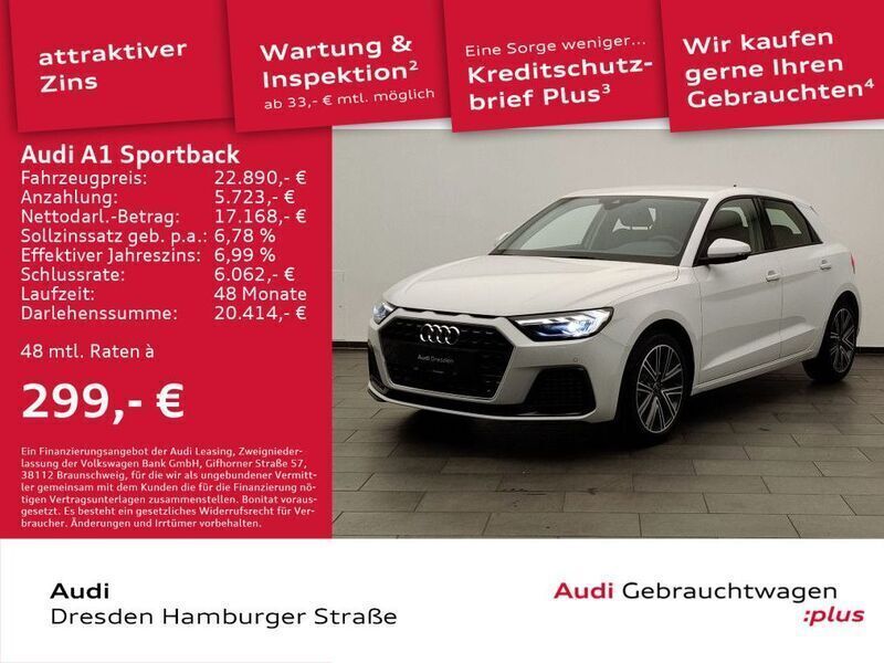 Gletscherweiß metallic Gebraucht 2024 Audi A1 Sportback Advanced Plus Kleinwagen | 24.990 € (Fairer Preis) - Bild 1/2