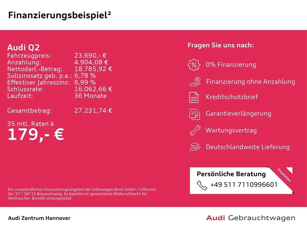 Gebraucht Audi Q2 S-Line 150 PS (110 kW) 2023 Navarrablau metallic (metallic) SUV