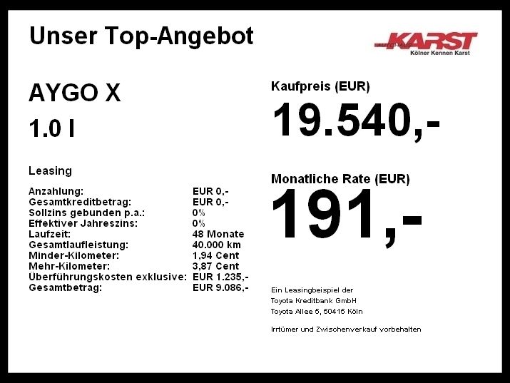 Andere farbe Neu 2024 Toyota Aygo Team Kleinwagen | 18.499 € - Bild 1/1